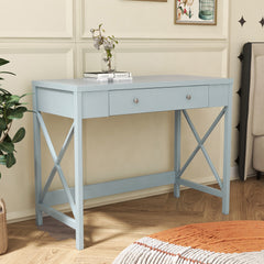 Modern Home Office Writing Desk with 1 Storage Drawer - Grey