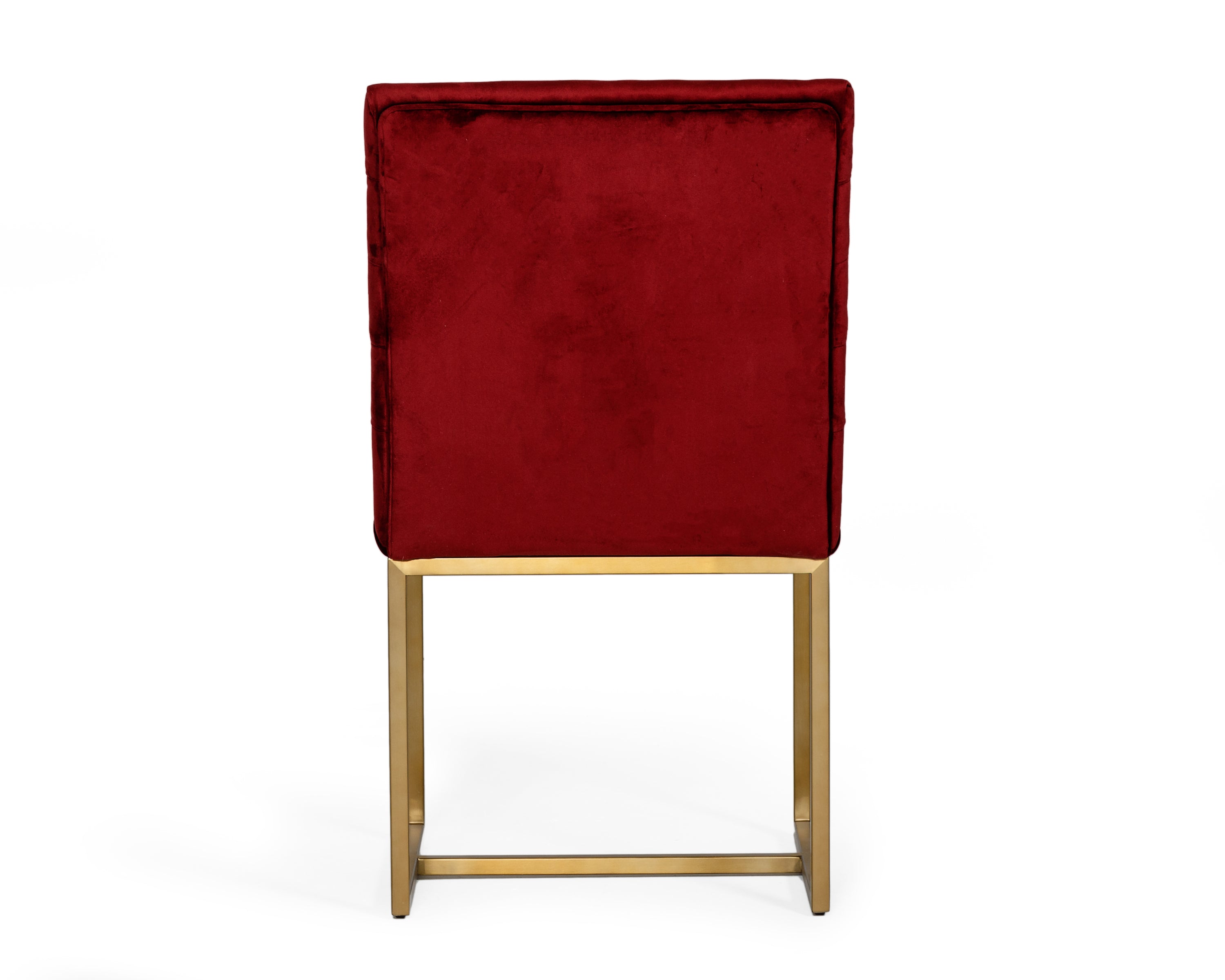Modern Red & Brush Gold Dining Chair (Set of 2) - Red