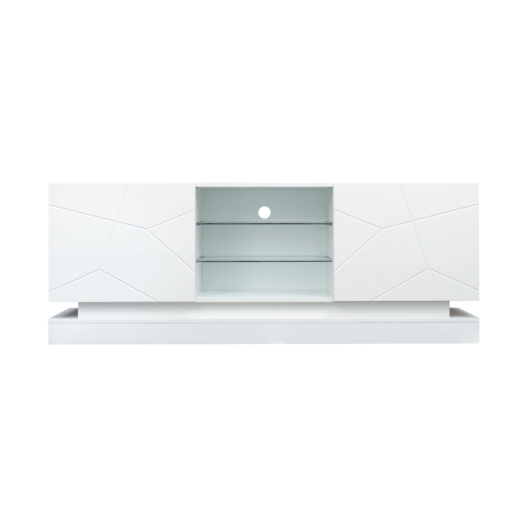 Modern TV Stand with Lights with Storage Drawers - White