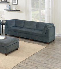 Living Room Set 8pc Set Large Family Sofa Modern Couch 4x Corner Wedge 3x Armless Chairs and 1x Ottoman Plywood - Grey