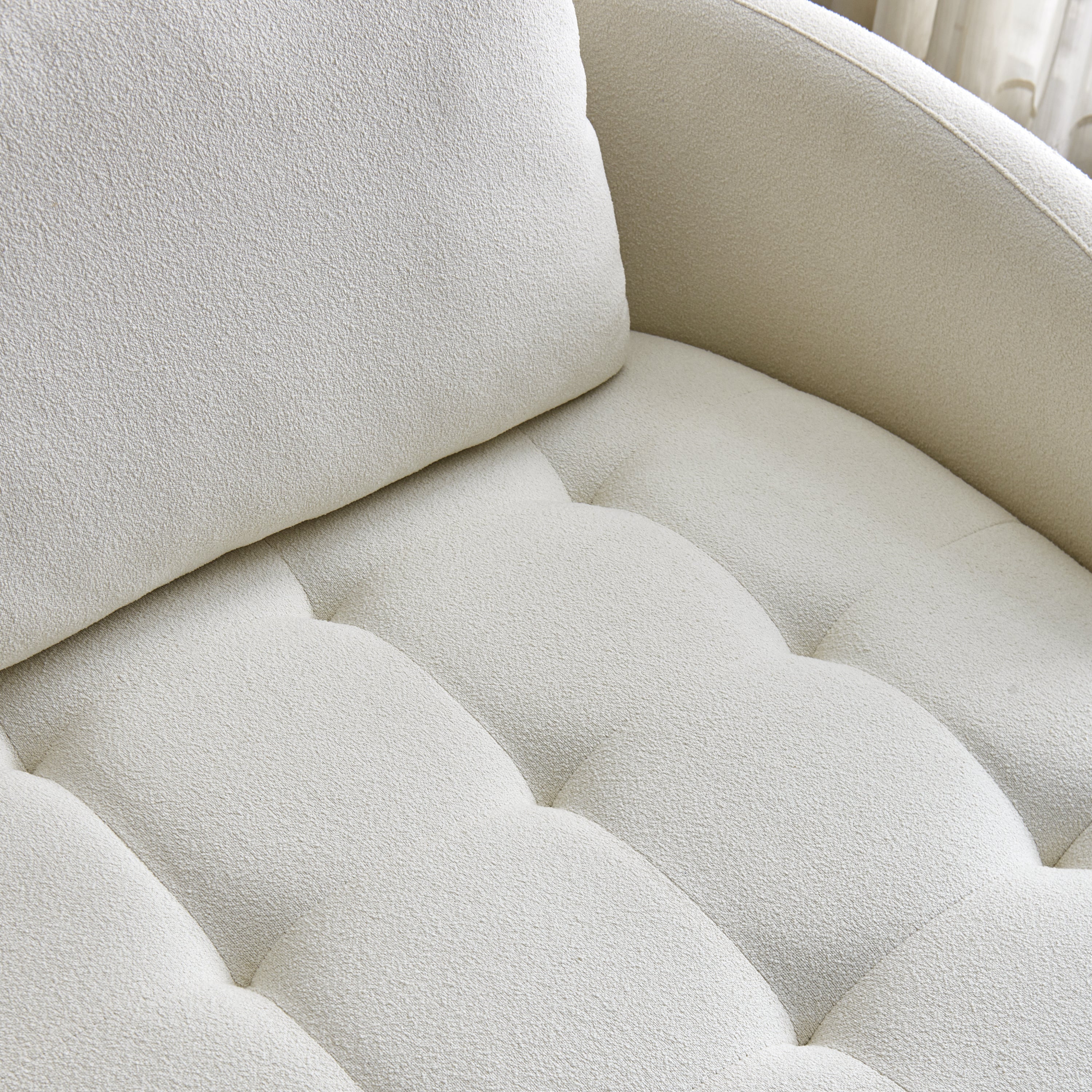 113"Teddy Fabric Sofa, Mid Century Modern L-shape Couch with Support Pillow -  Left Beige