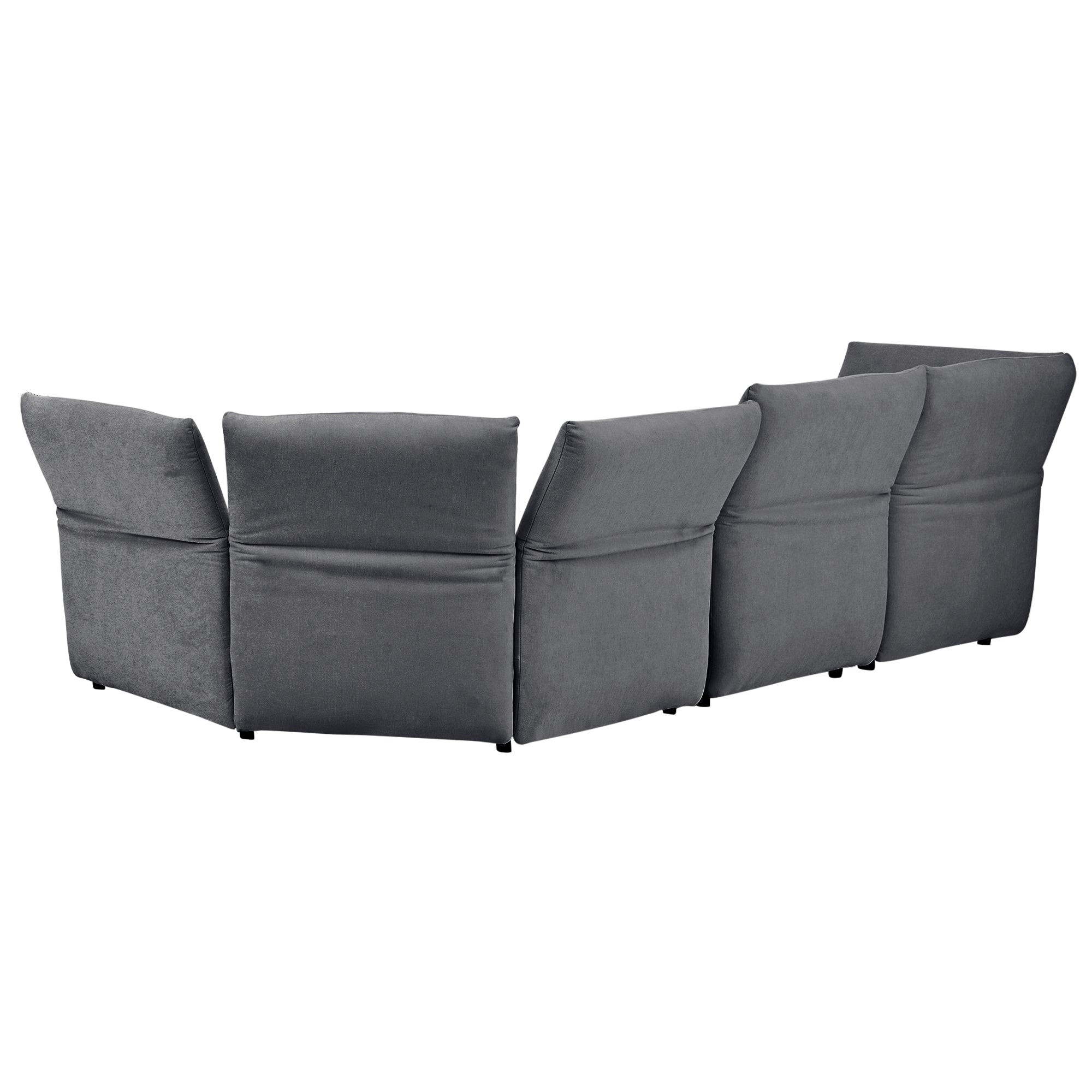 Stylish Sofa Set with Polyester Upholstery with Adjustable Back with Free Combination for Living Room - Gray