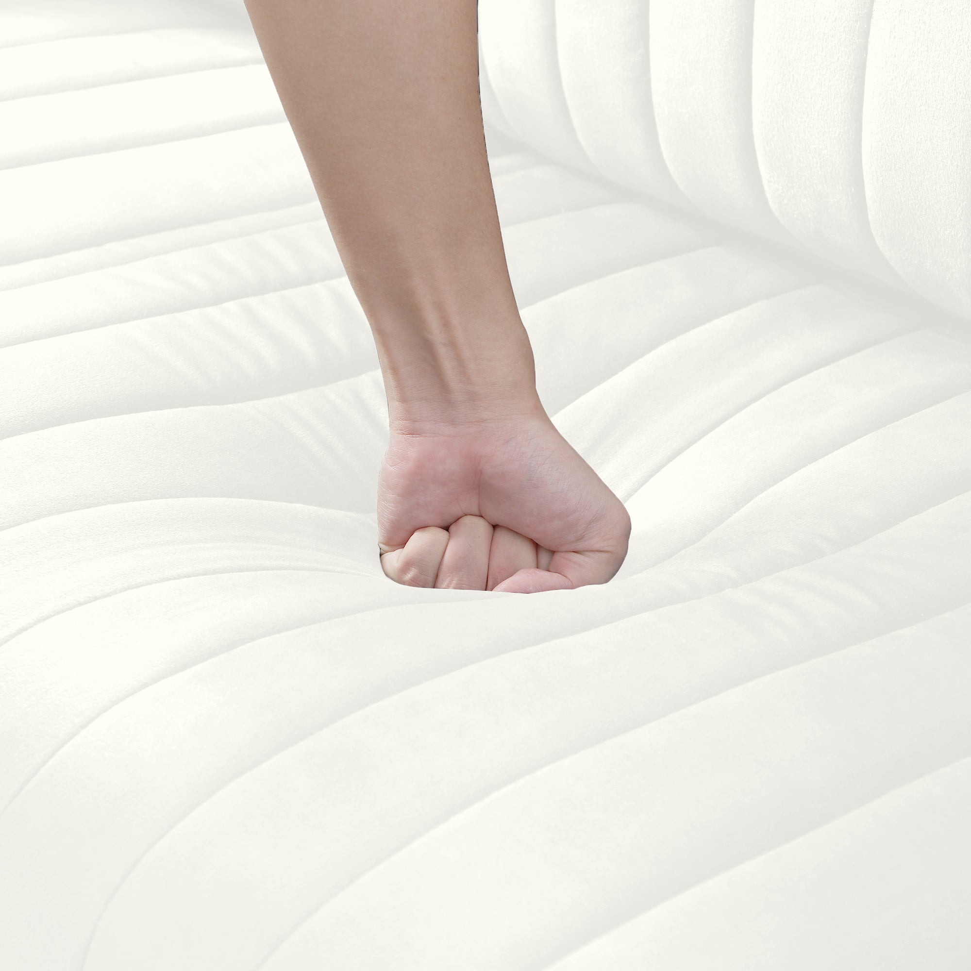 L Shaped Sectional Sofa Couch with Velvet Fabric, Reversible Sectional Sofa - Cream