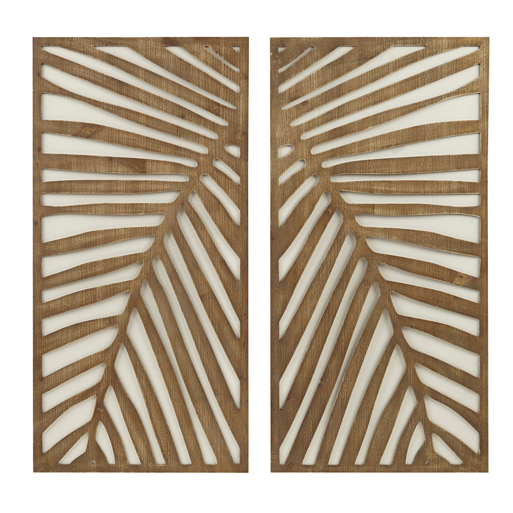 Birch Palms Two-tone 2-piece Wood Panel Wall Decor Set - Dark Brown