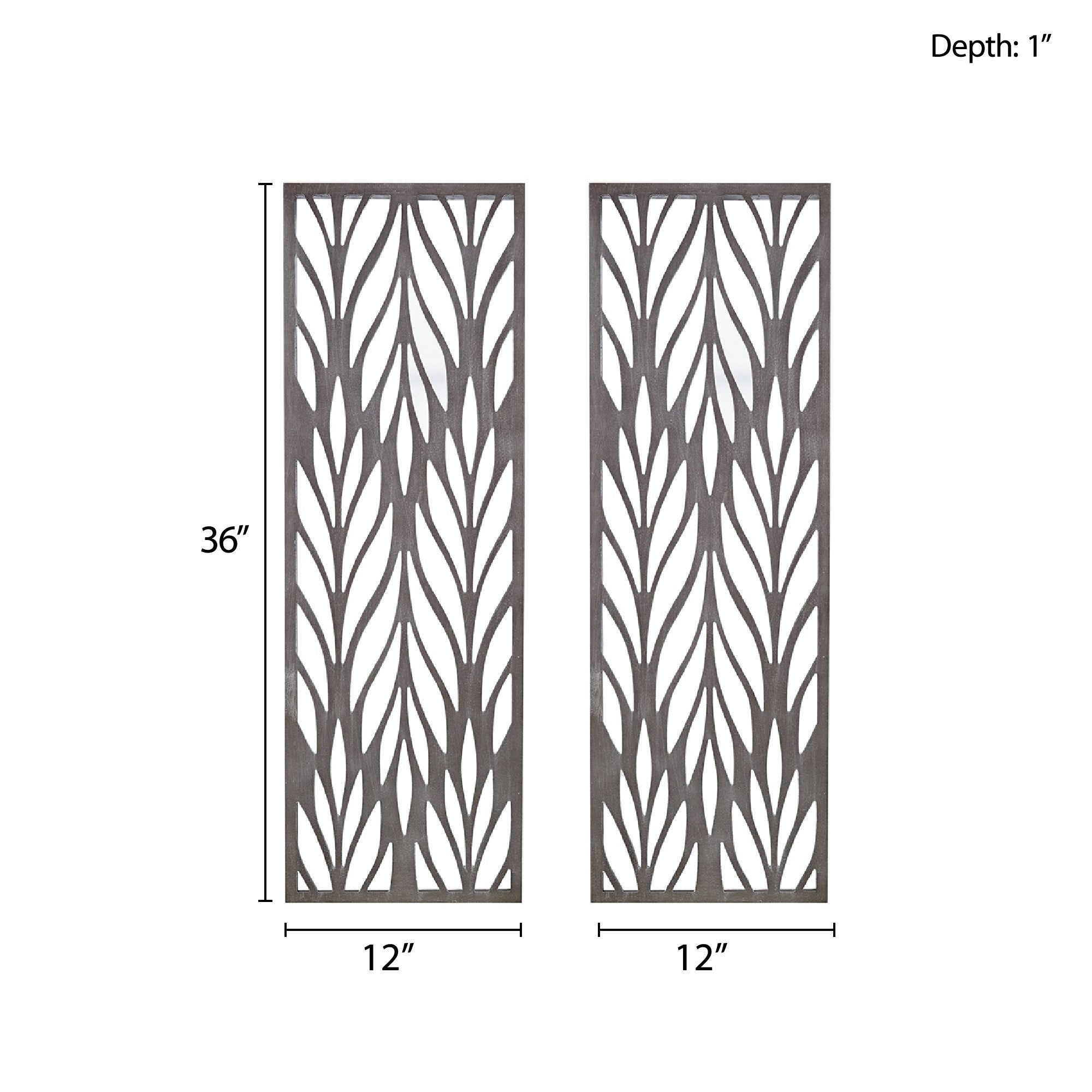 Florian Grey Laser Cut Wood 2-piece Panel Wall Decor Set - Grey