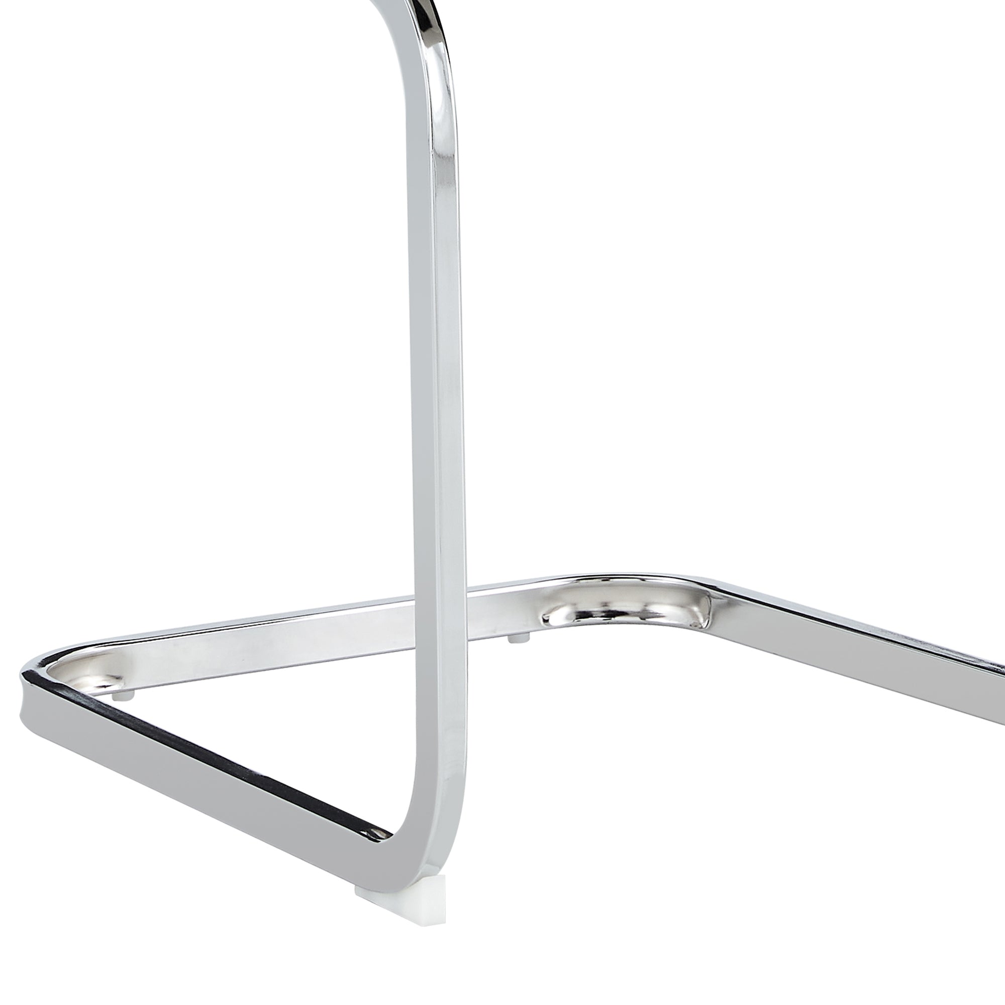 Modern Style Dining Chairs with Inset Buttons, C-shaped Tube Plating Metal Legs (Set of 2) - White