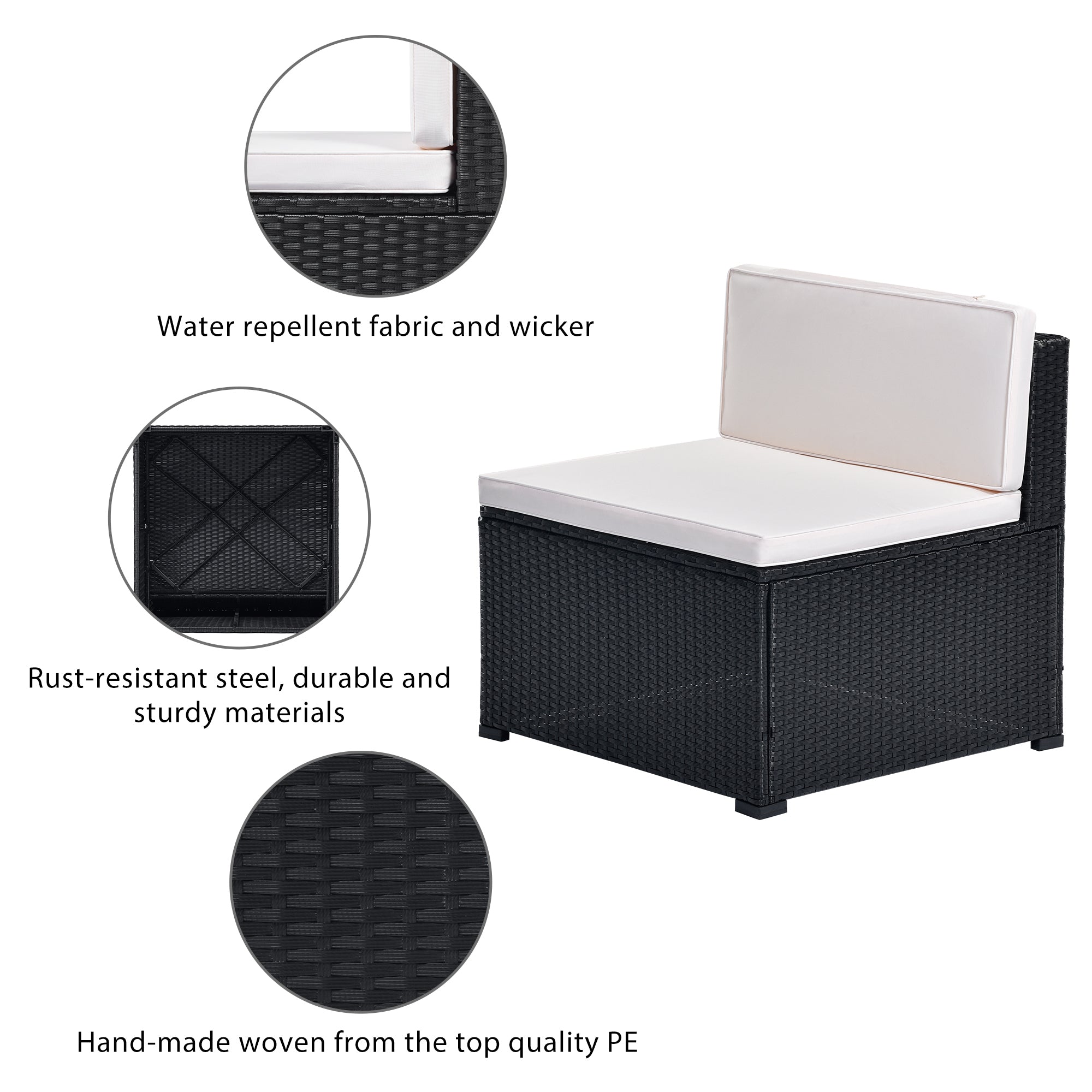 MAICOSY 10pc Outdoor Rattan Patio Garden Furniture Wicker Armchair Table Ottoman