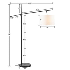Bronze Adjustable Arched Floor Lamp with Drum Shade