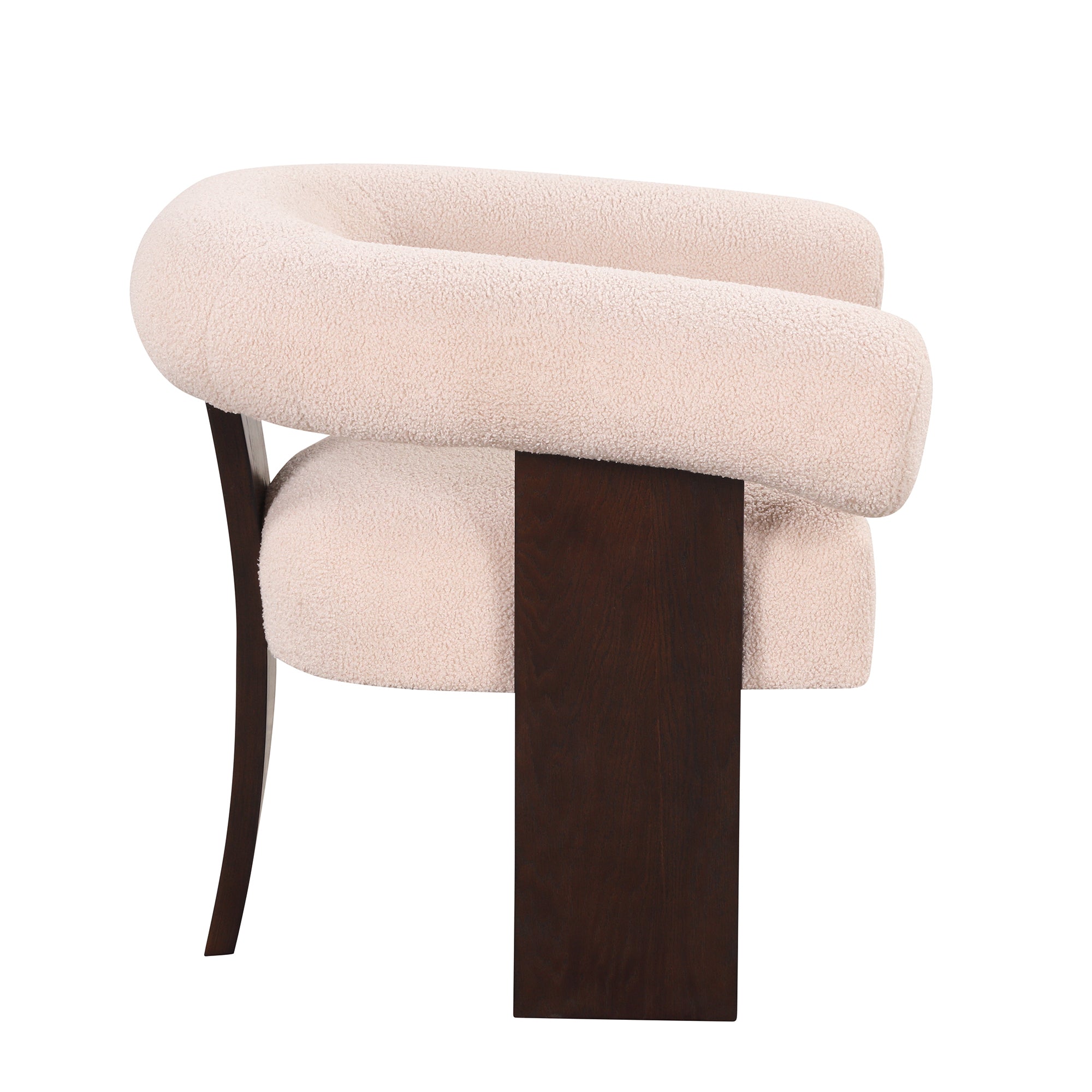 The Curved Wishbone Frame Accent Chair Teddy Velvet - Beige