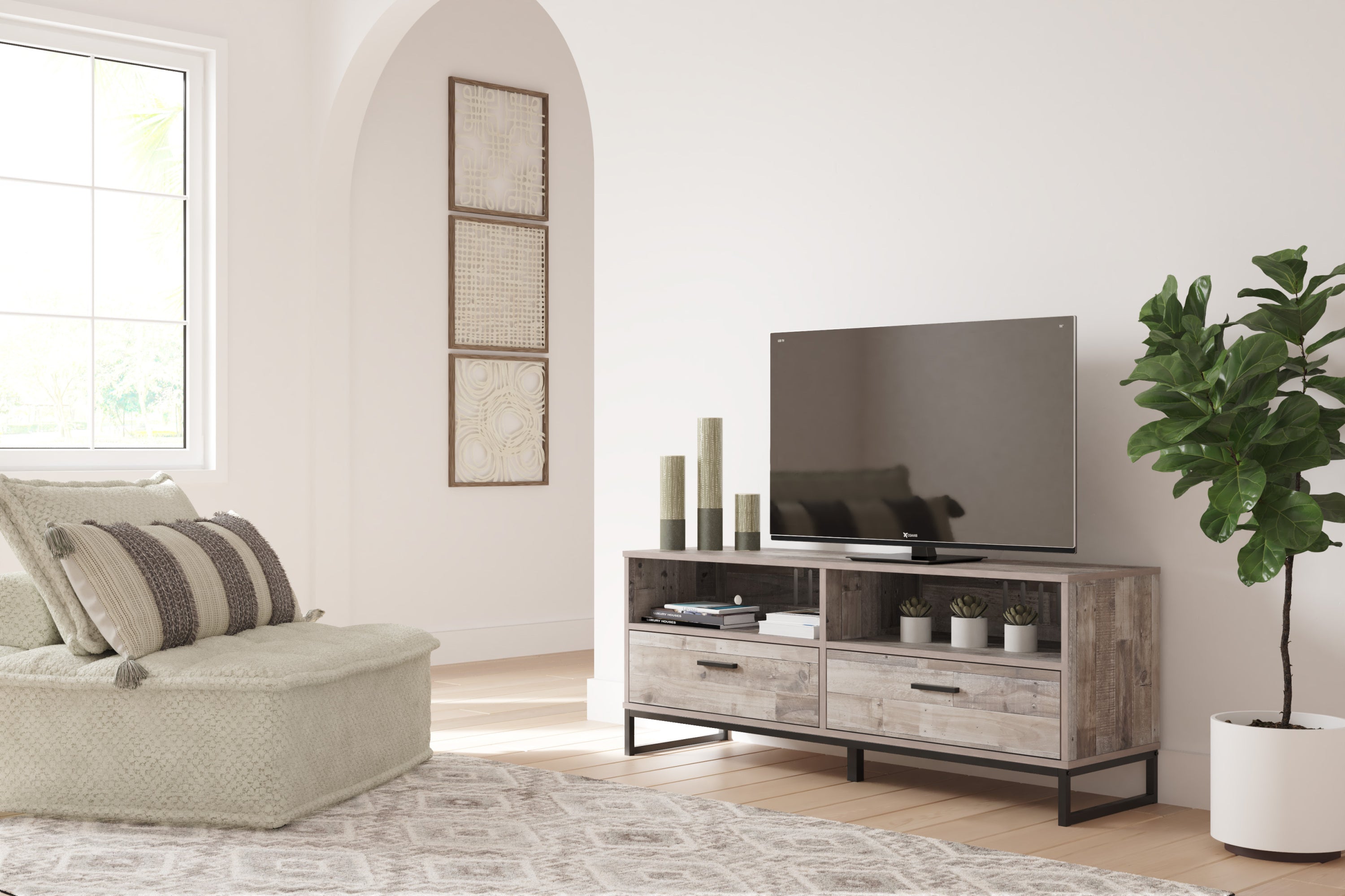 Modern Rustic 59" TV Stand - Brown + Gray