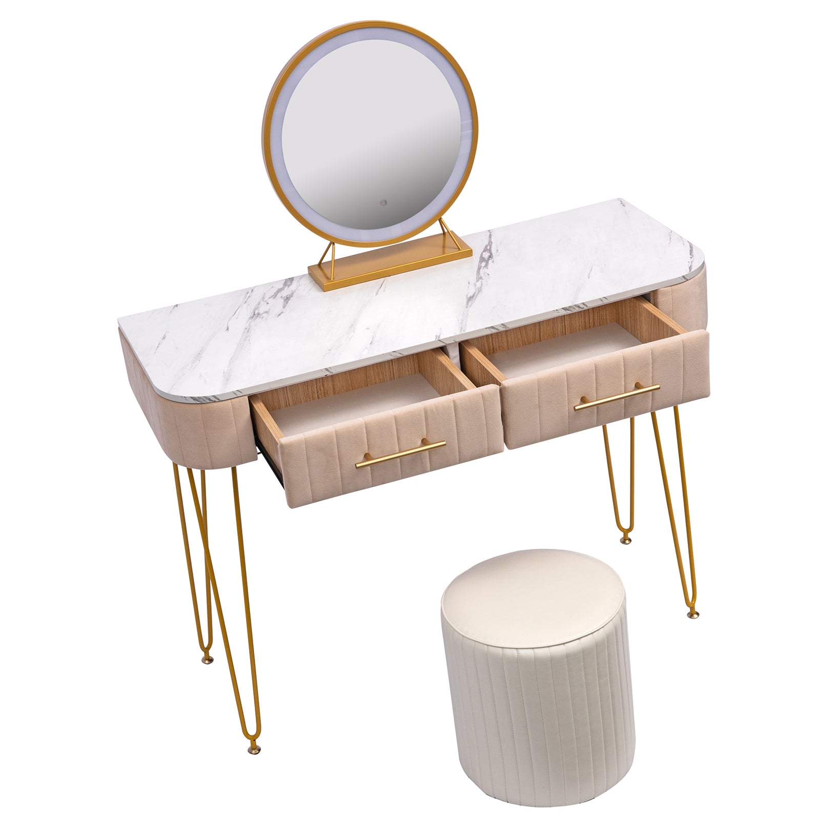 Length Flannel Soft Roll Makeup Vanity Set - White Oak
