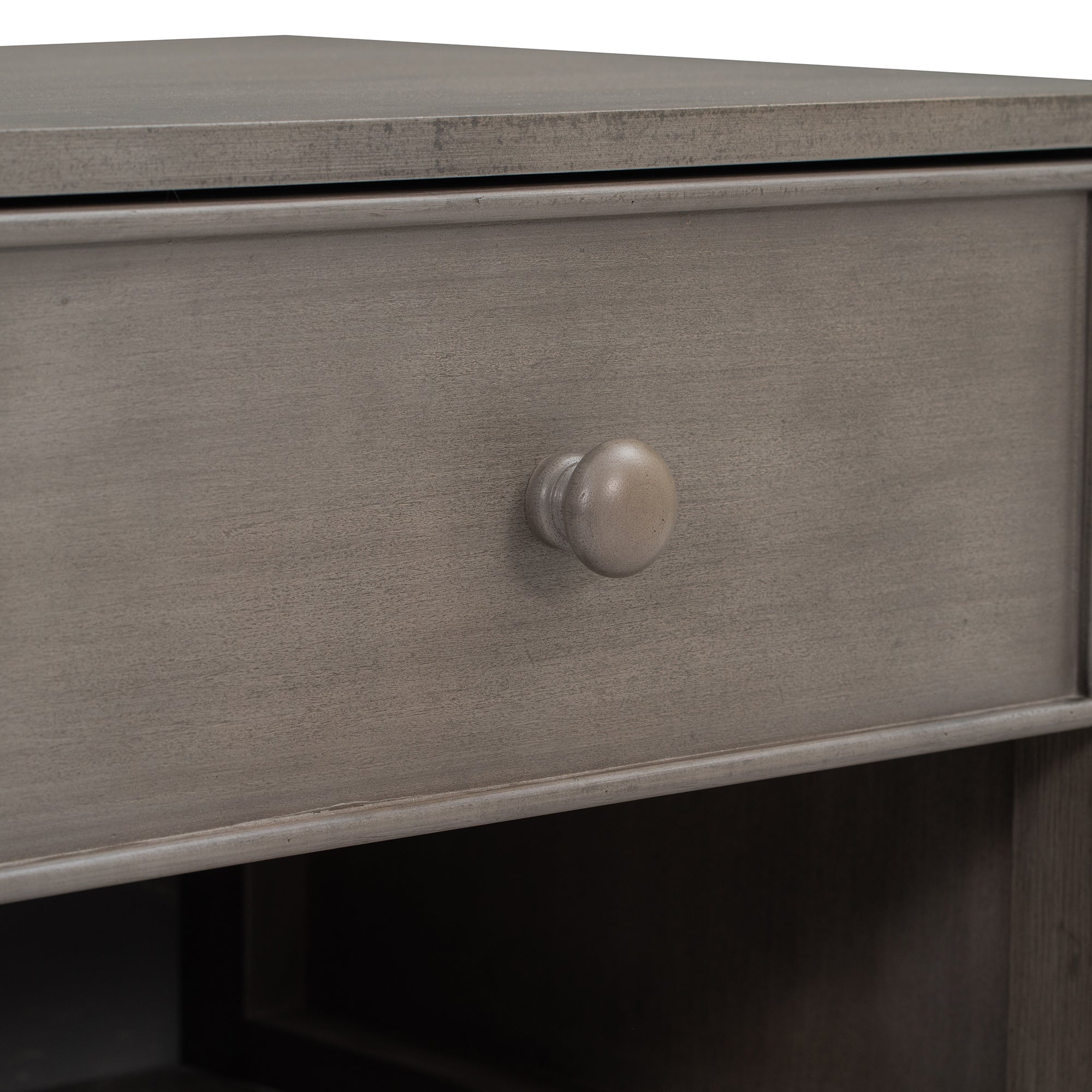 Wooden Nightstand with a Drawer and an Open Storage - Antique Gray