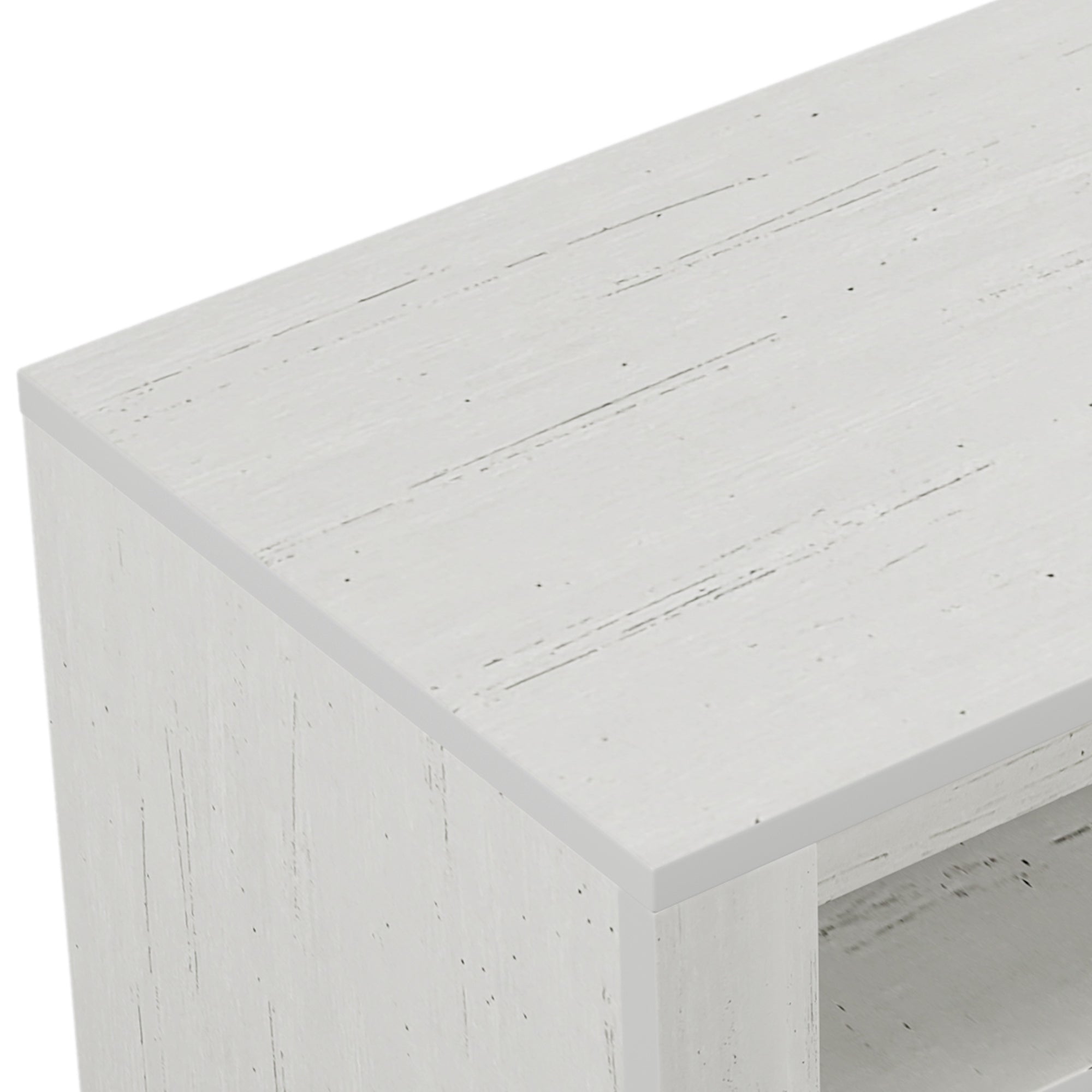 Wood Nightstand with Gray Wood Grain Sticker Surfaces One Drawer - Off White
