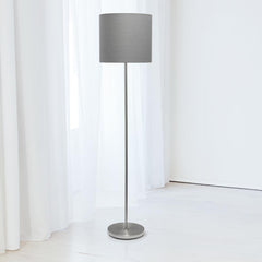 Brushed Nickel Drum Shade Floor Lamp - Grey