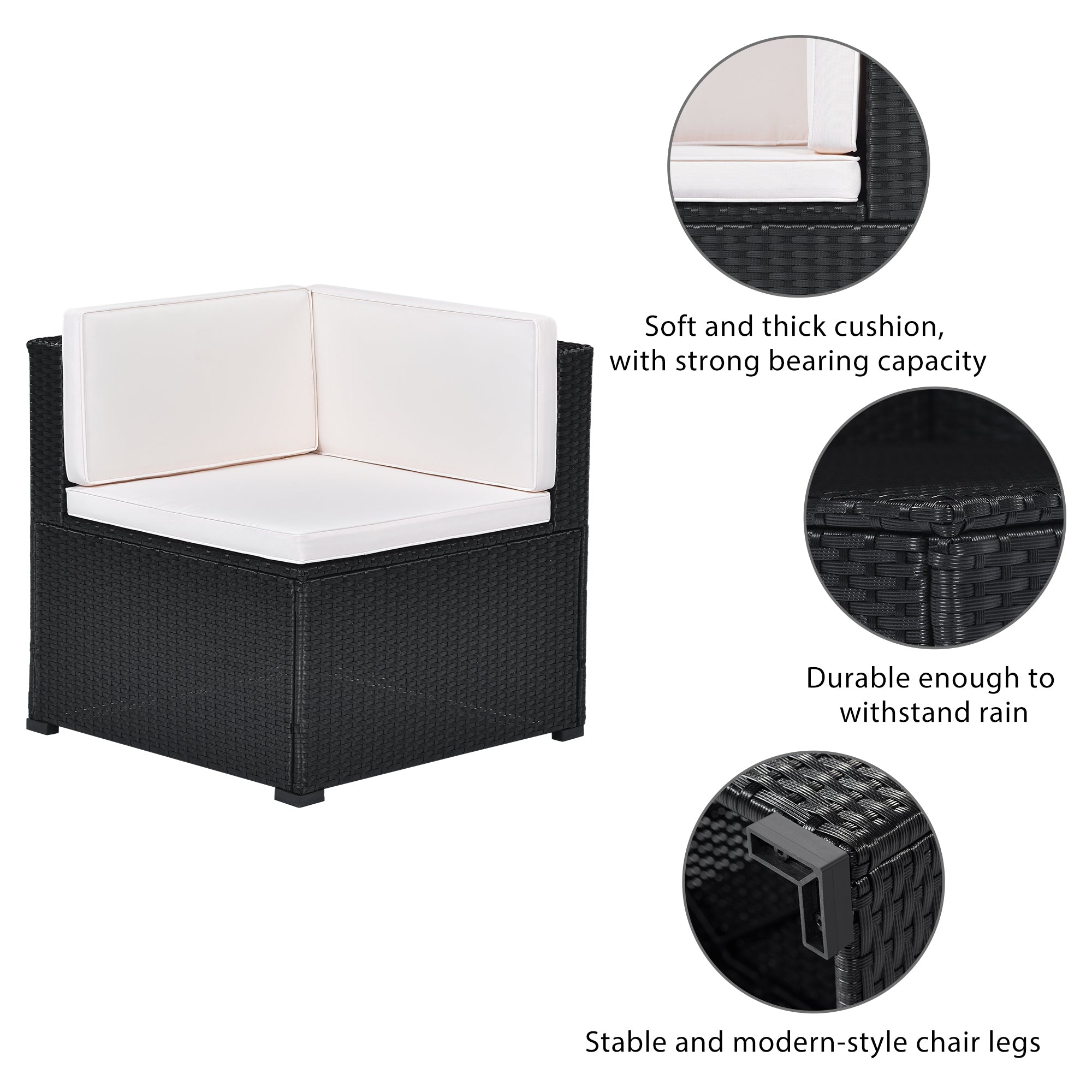 MAICOSY 10pc Outdoor Rattan Patio Garden Furniture Wicker Armchair Table Ottoman