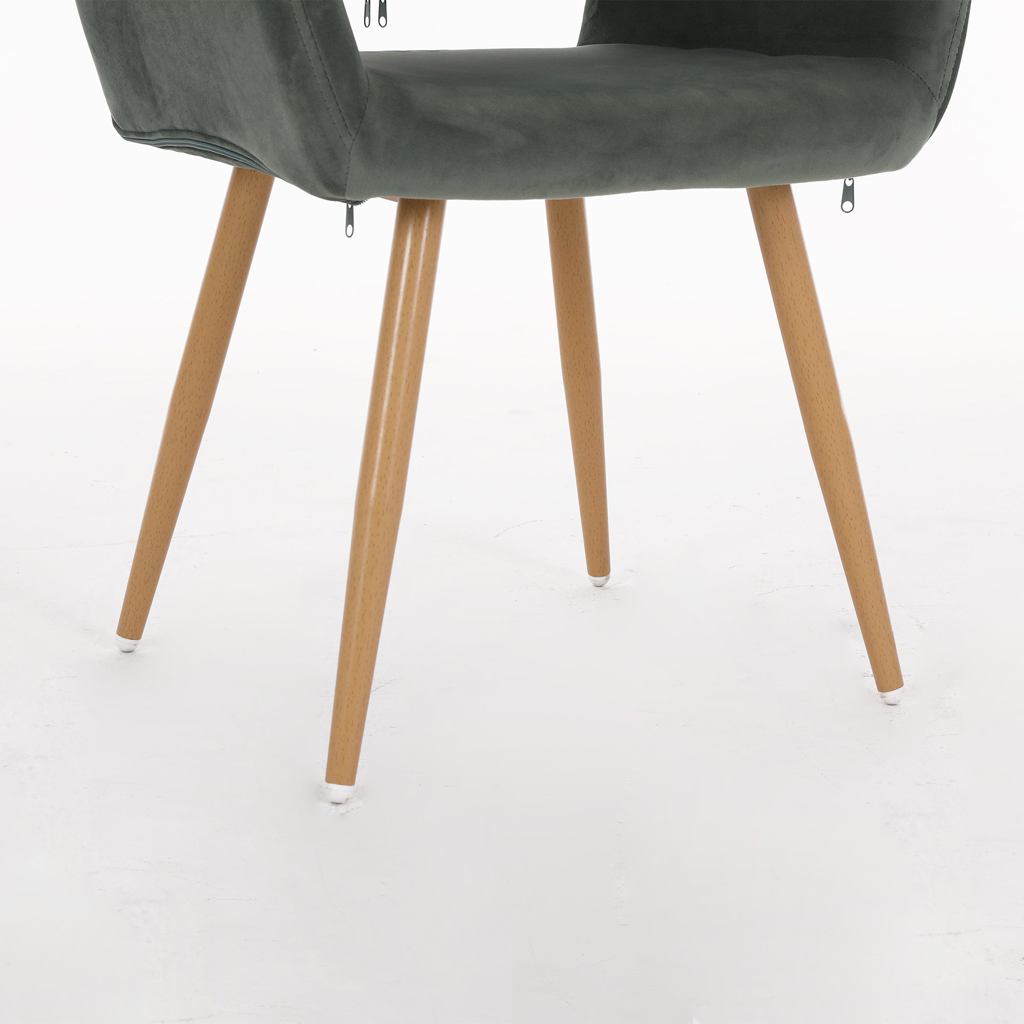 Velvet Dining Chair with Metal Leg - Green + Beech Wooden Printing Leg