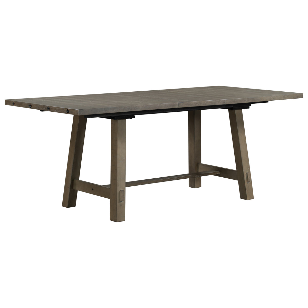 Retro Style Rectangular Dining Table Wood Extendable with 18" Leaf, Seats up to 8 - Gray