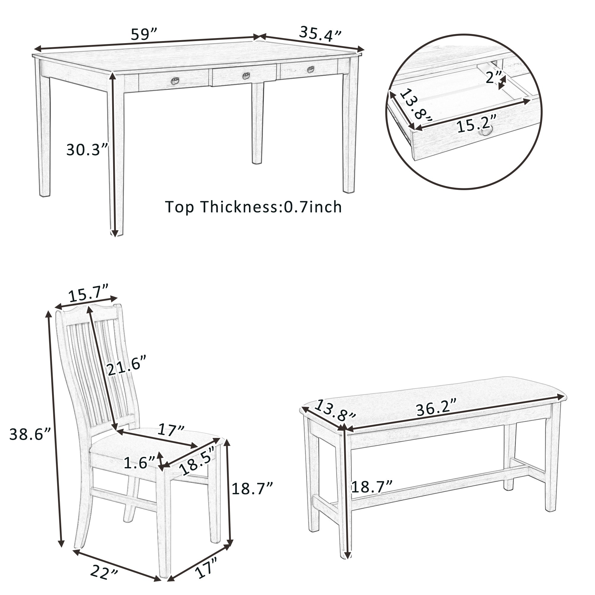 6-Piece Dining Table Set