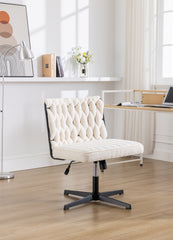 Armless Office Desk Chair No Wheels - White
