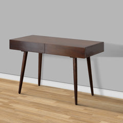Mango Wood Writing Desk with 2 Drawers and Tapered Legs - Brown