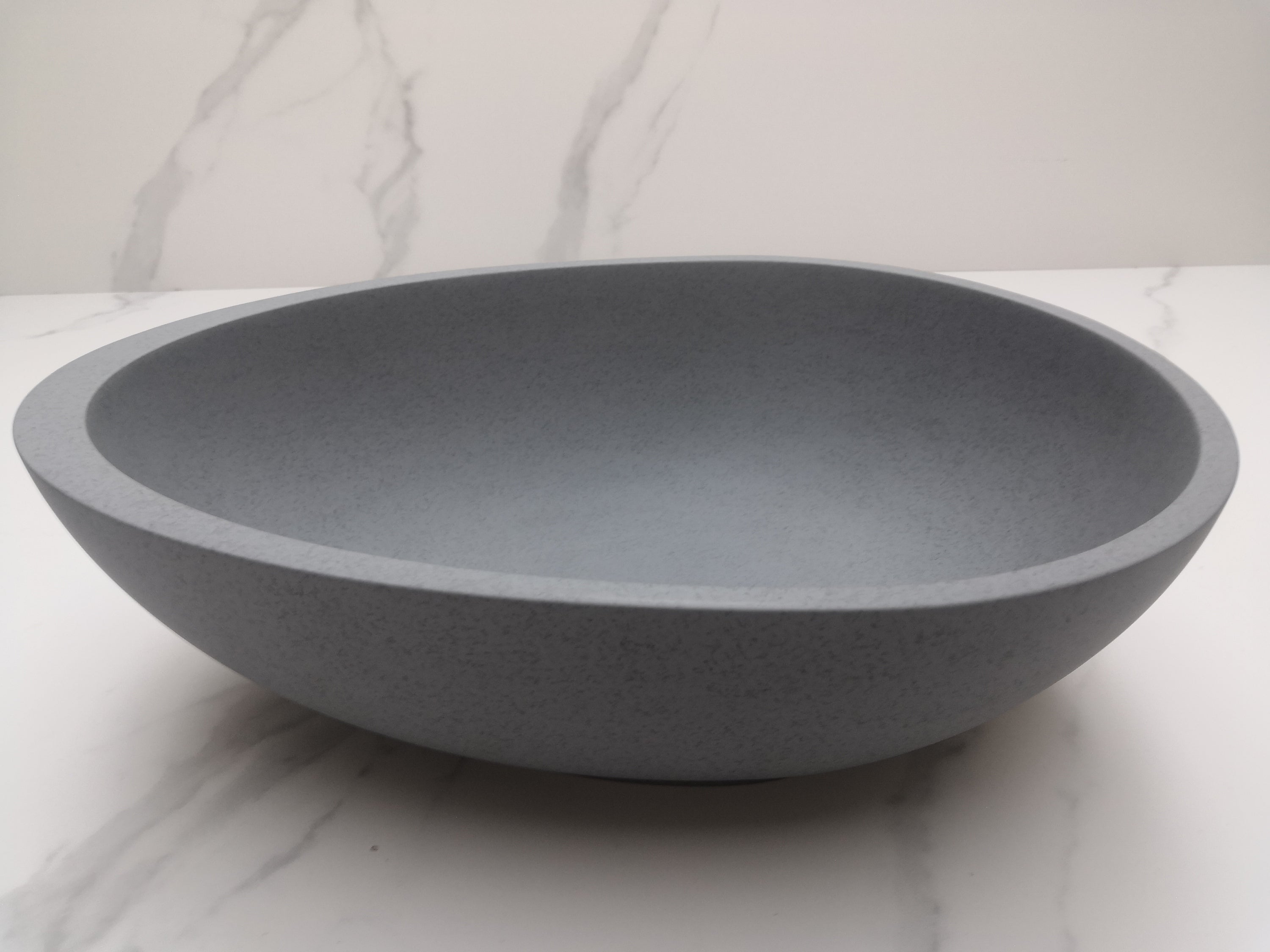 Egg shape Concrete Vessel Bathroom Sink without Faucet and Drain - Grey