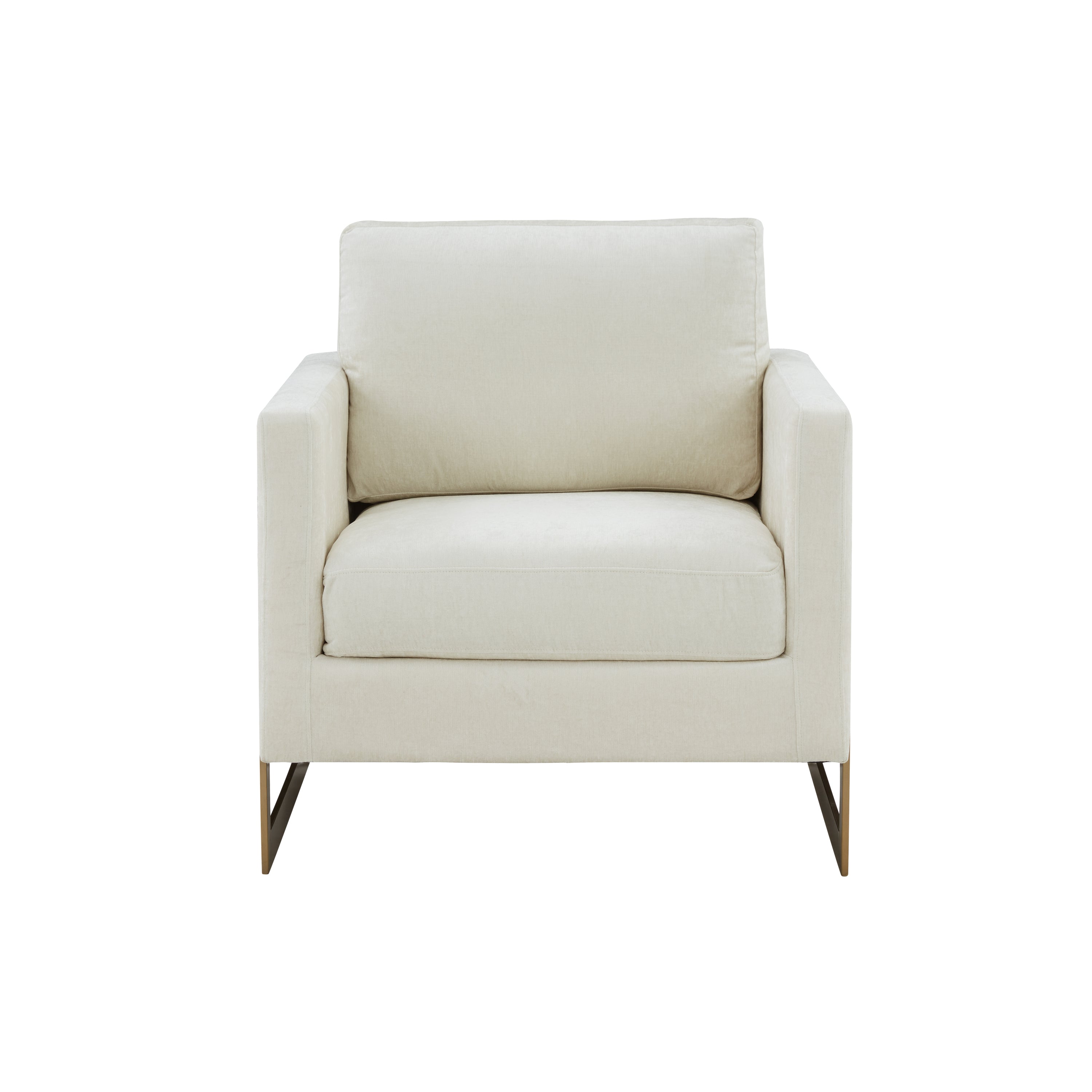 Contemporary Cream & Gold Fabric Accent Chair