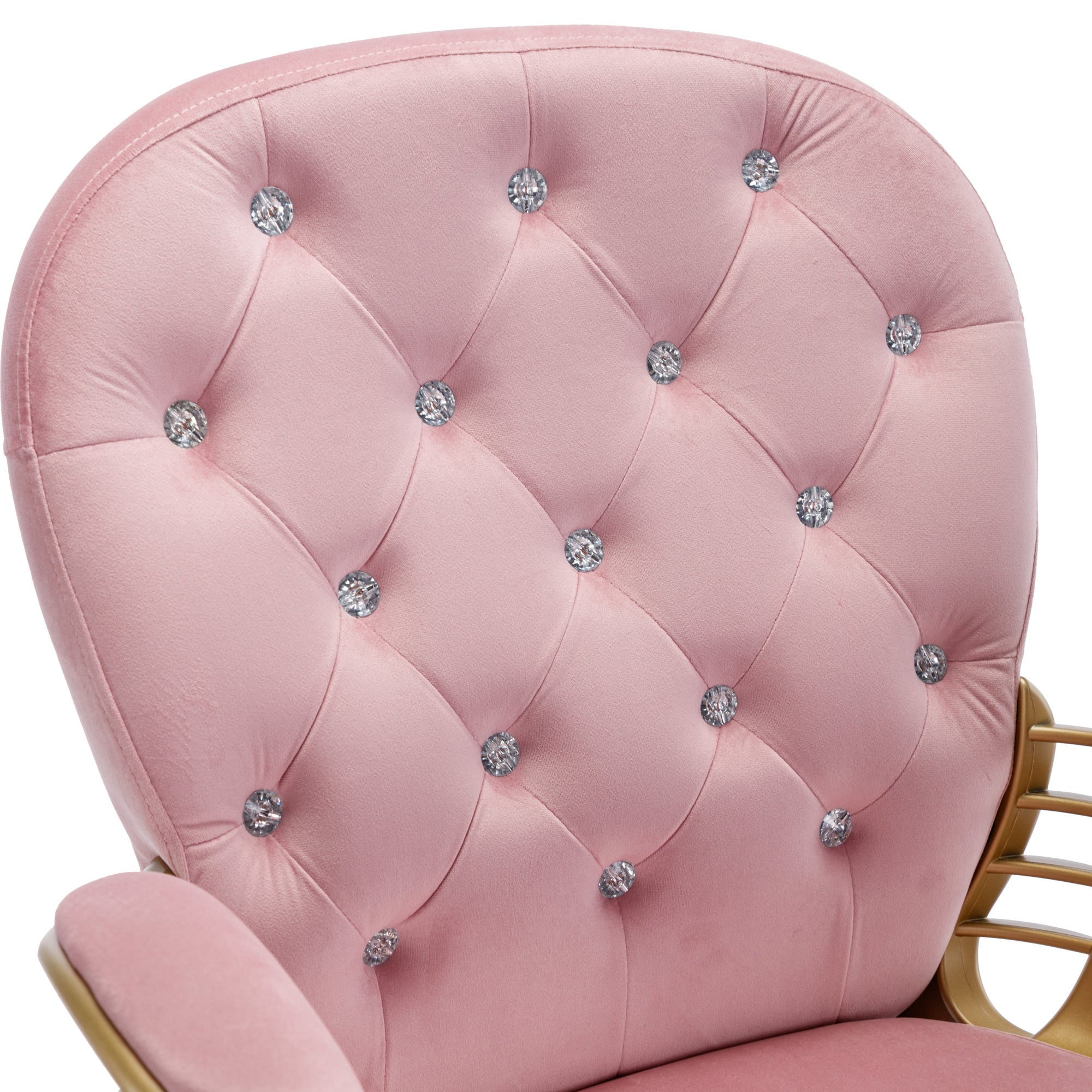 Velvet Home Office Chair with Wheels - Pink