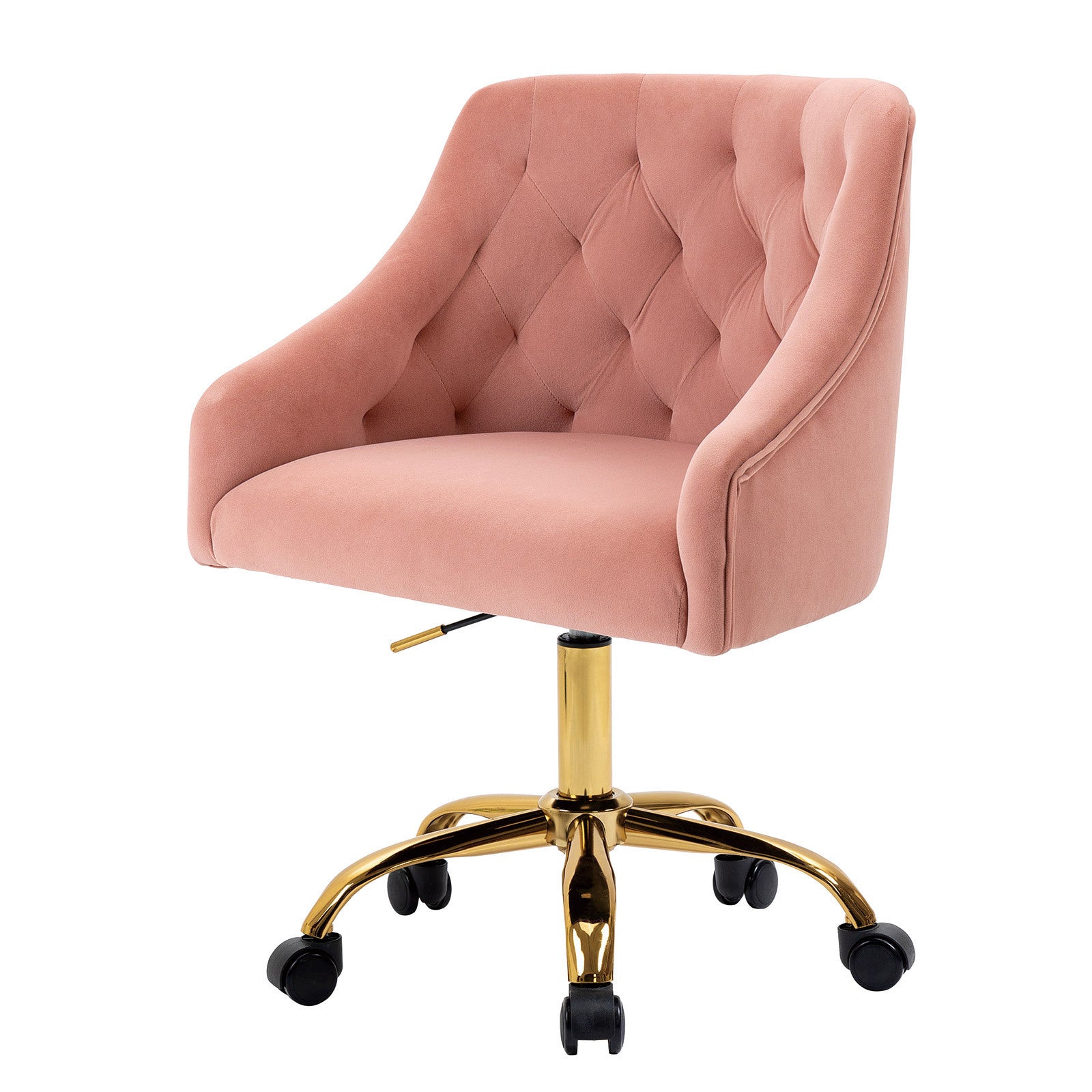 Modern Velvet Swivel Chair with Gold Feet - Pink