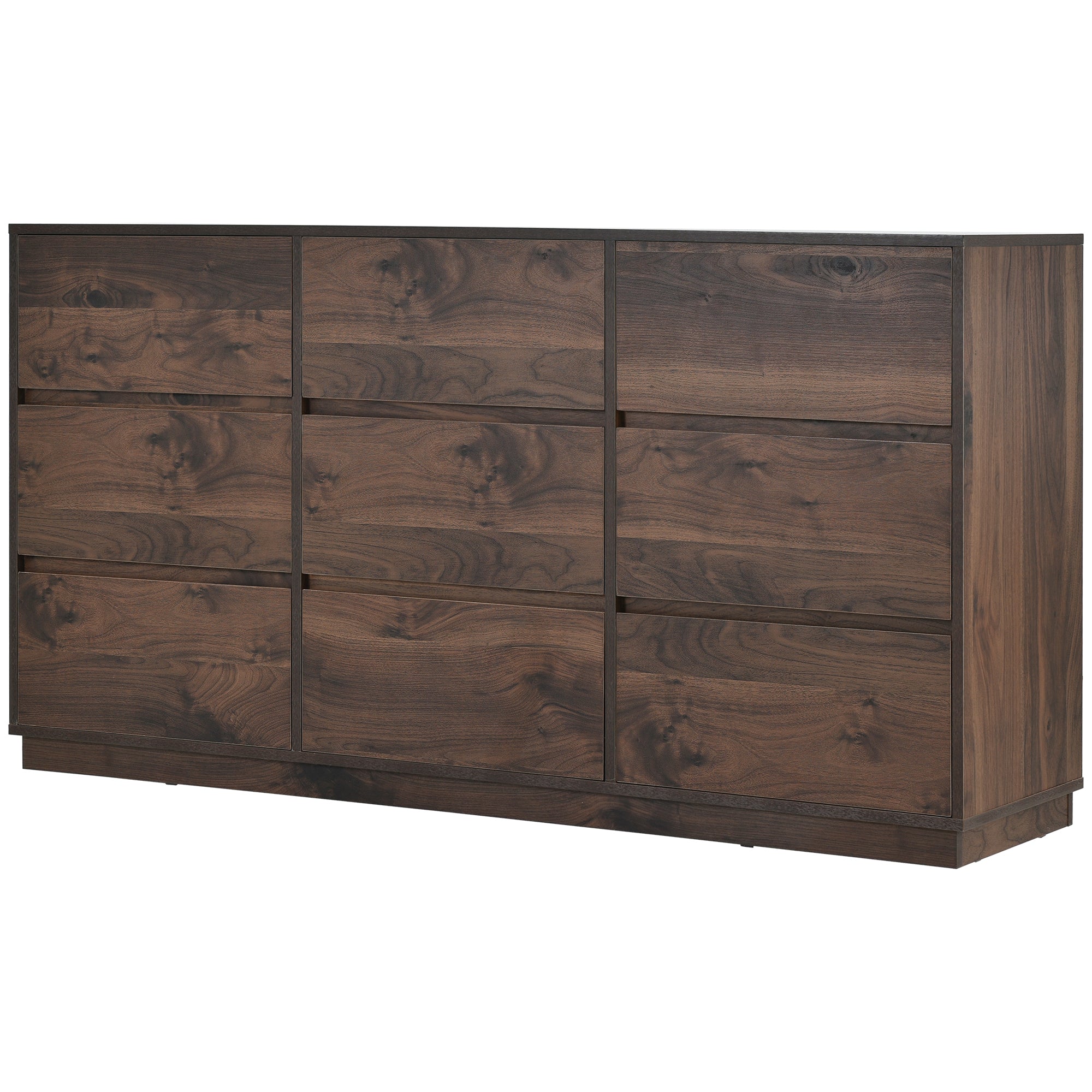 Mid-Century Modern 9 Drawers Dresser - Dark Brown