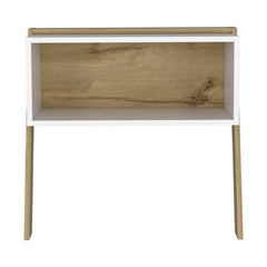 Light Oak and White 1-Shelf Nightstand