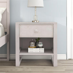 Wooden Nightstand with a Drawer and an Open Storage - Antique White