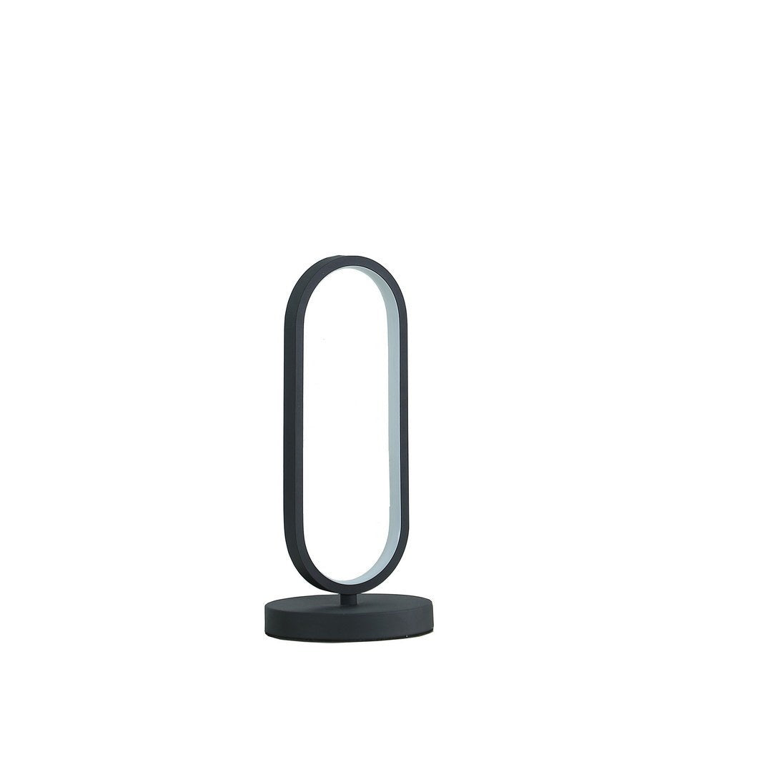 14" Modern Matte Black Oval Led Contemporary Metal Table Lamp