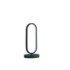 14" Modern Matte Black Oval Led Contemporary Metal Table Lamp