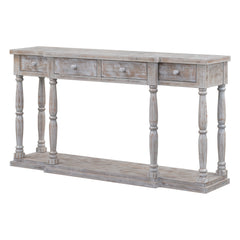 Farmhouse Console Table for Hallway with 4 Front Facing Storage Drawers and 1 Shelf