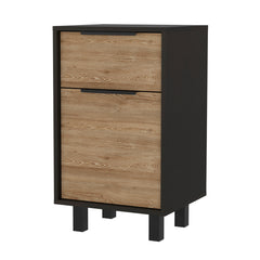 Black Wengue and Pine 1-Drawer Nightstand