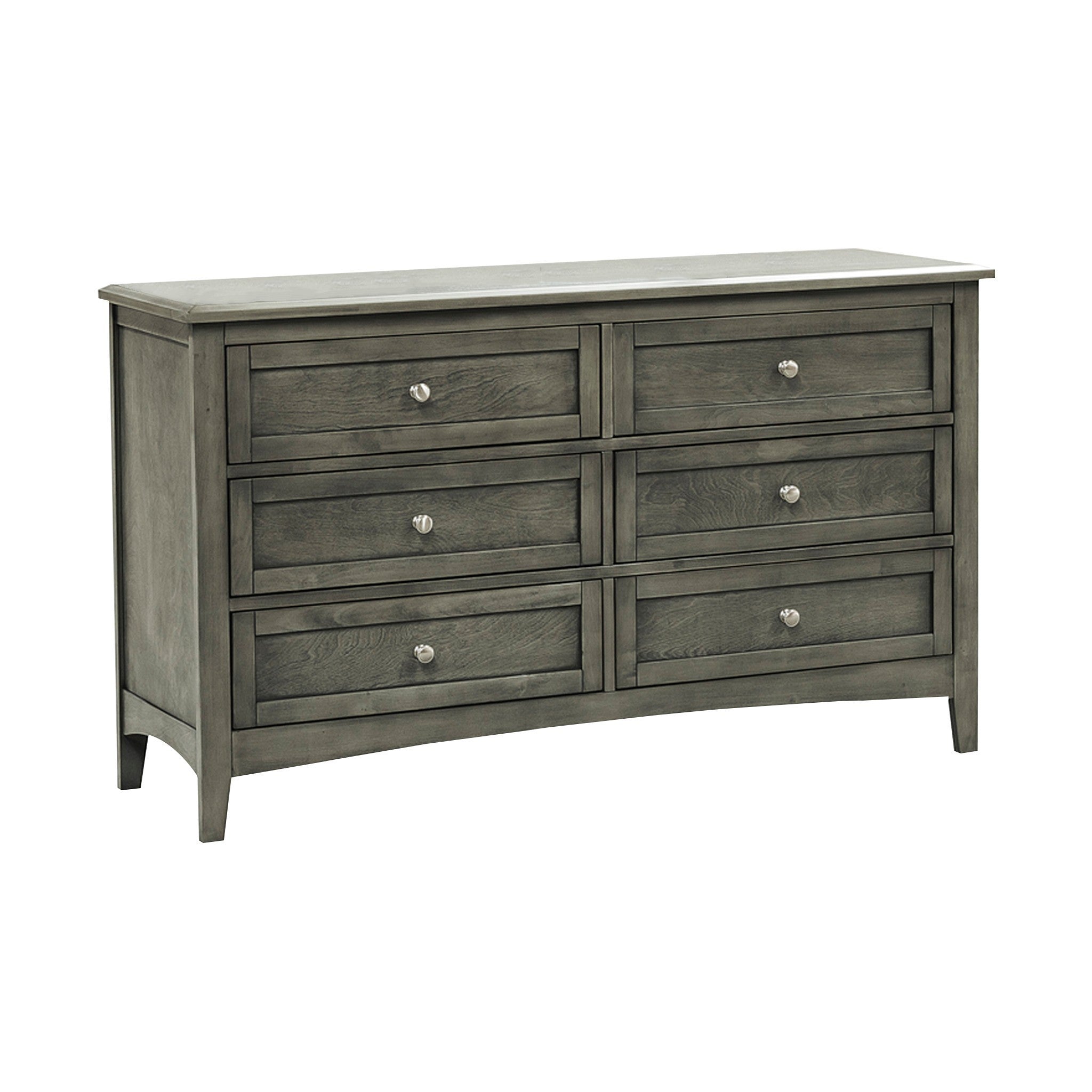 Cool Gray Finish Transitional Style 1pc Dresser of 6x Drawers Birch Veneer Wooden
