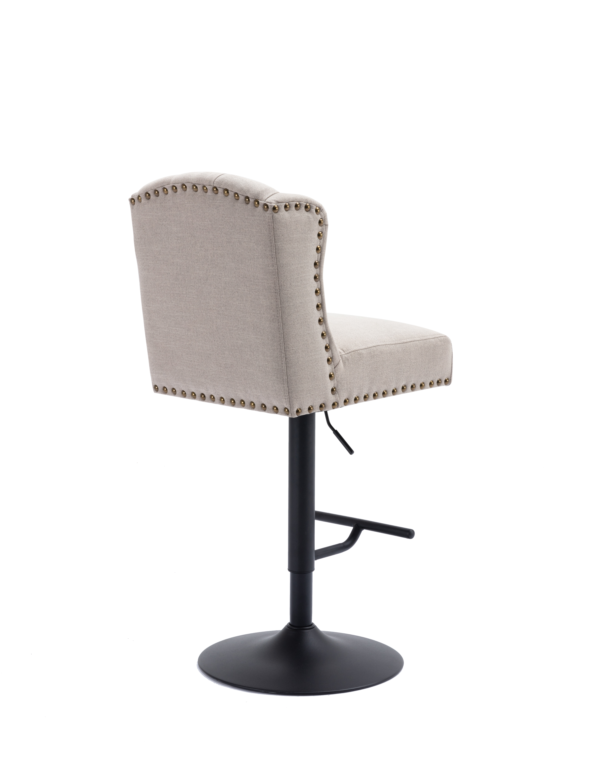 Modern Swivel Bar Stools Chair Adjustable Linen Upholstered Stool with Tufted Wing Back (Set of 2) - Cream