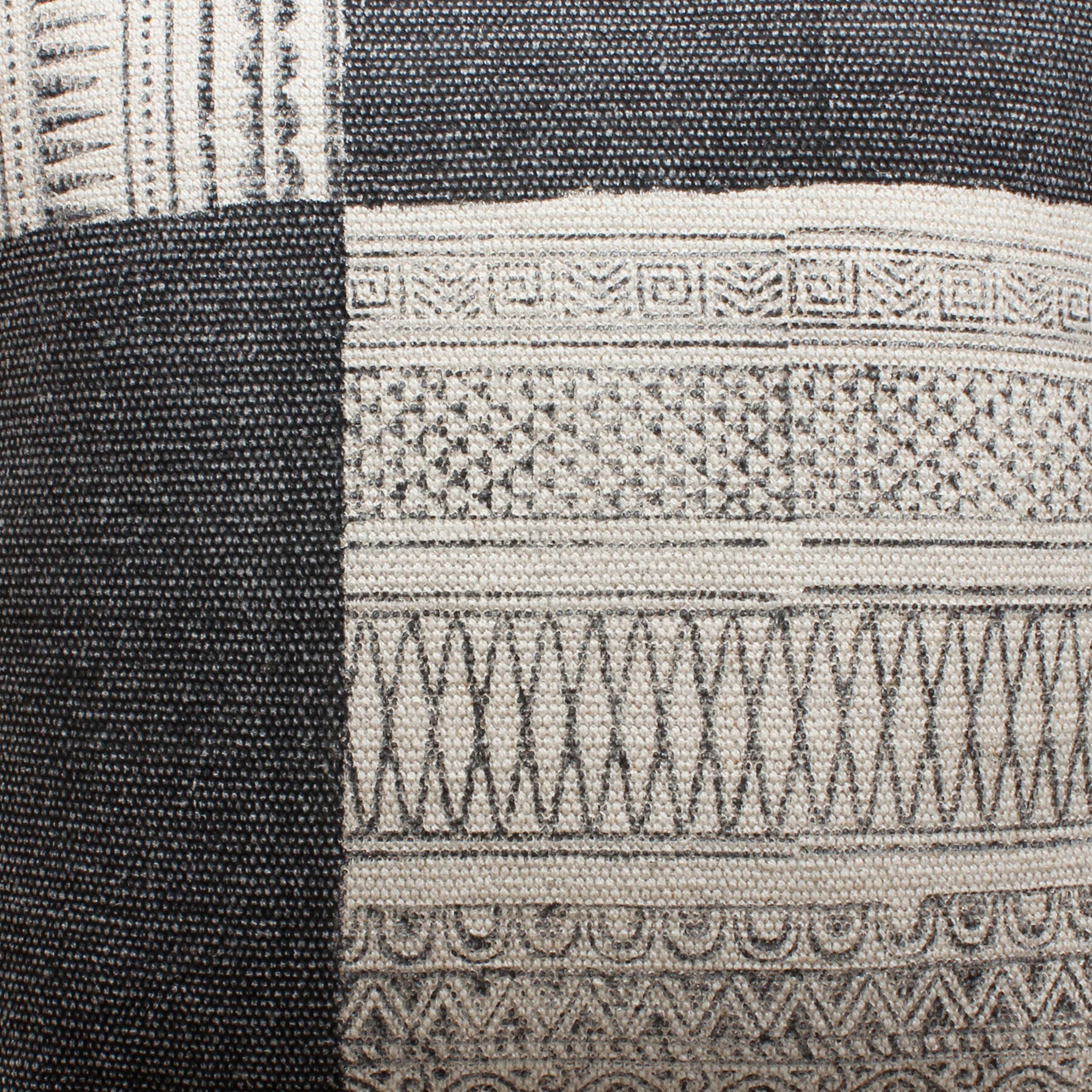 Square Handwoven Accent Throw Pillow, Cotton Dhurrie, Classic Kilim Pattern - Gray & Off White