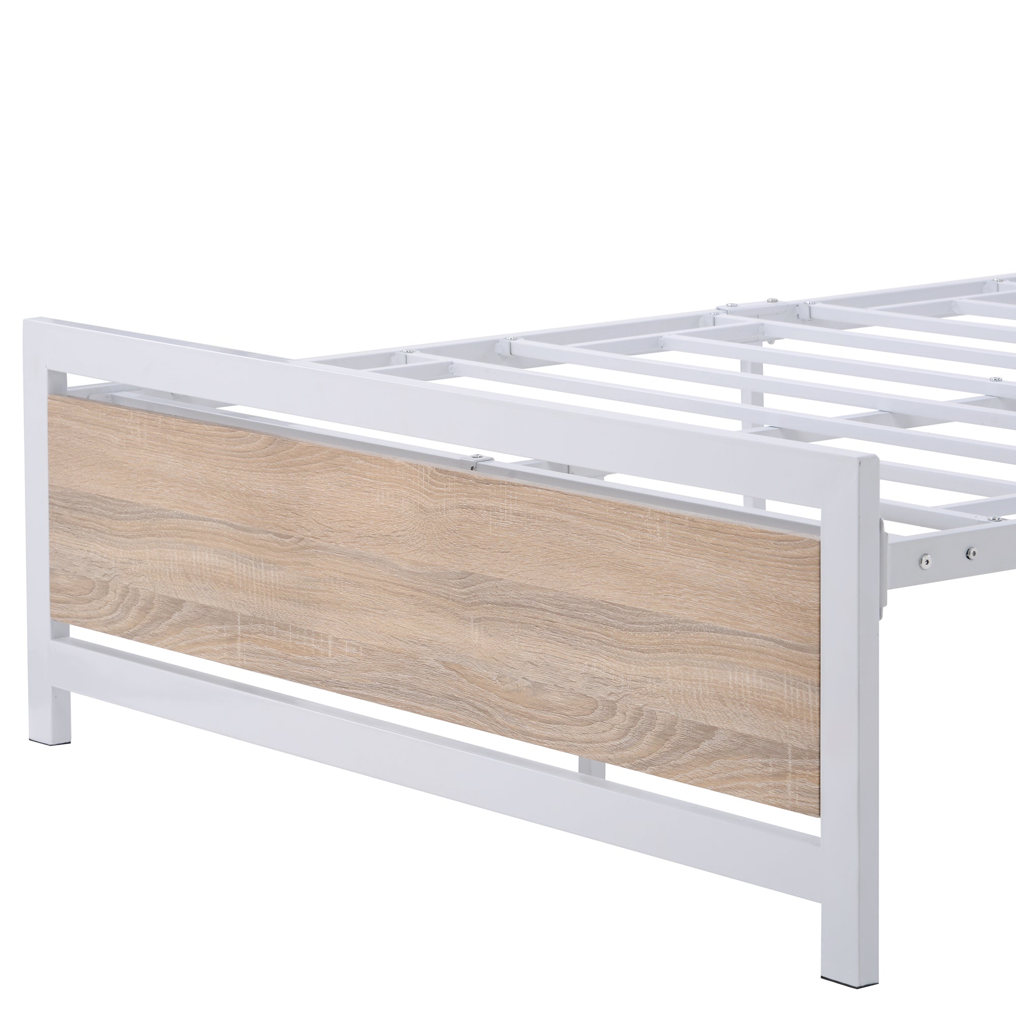 Full Size Platform Bed No Box Spring Needed- White