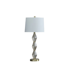 29.5" Geometric Light Amber Textured Glass Brushed Gold Table Lamp