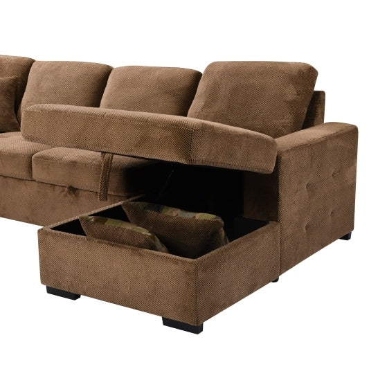 Oversized U Shaped Sectional Sofa Chaise with 4 Throw Pillows