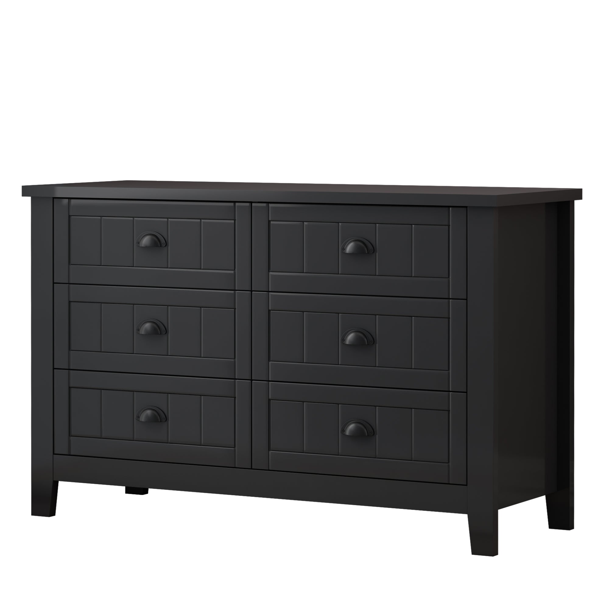 Retro Classic Style 6 Drawer - Black