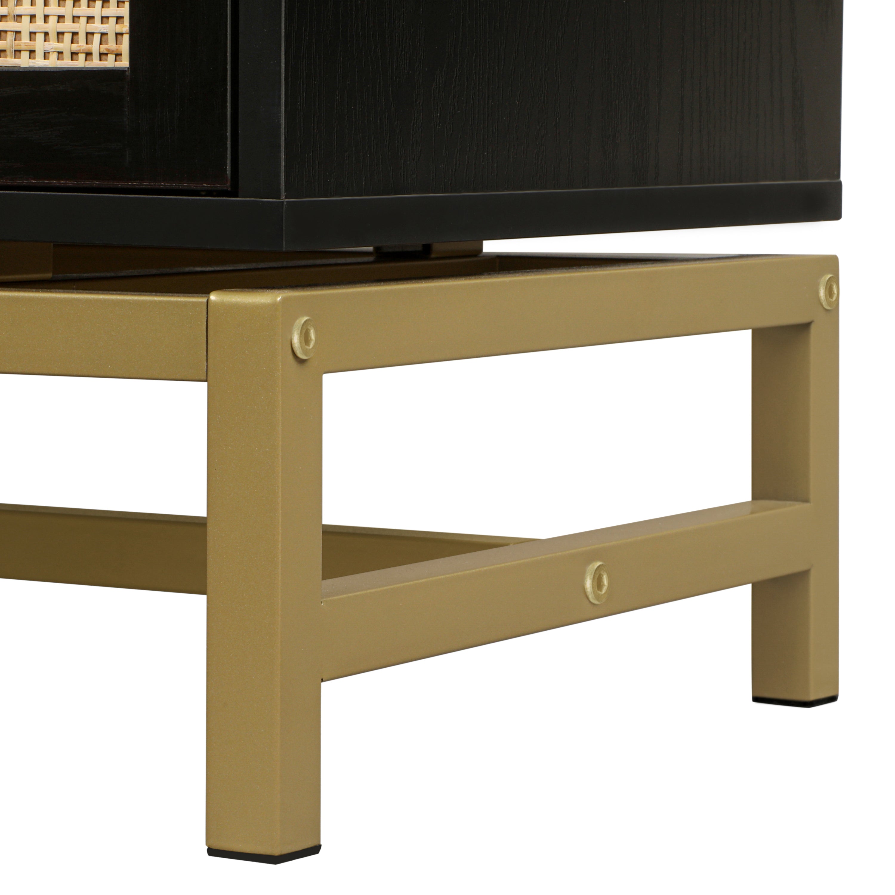 Natural Rattan 2 Door Cabinet - Black