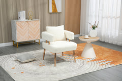Accent Chair with Golden Feet - White Teddy