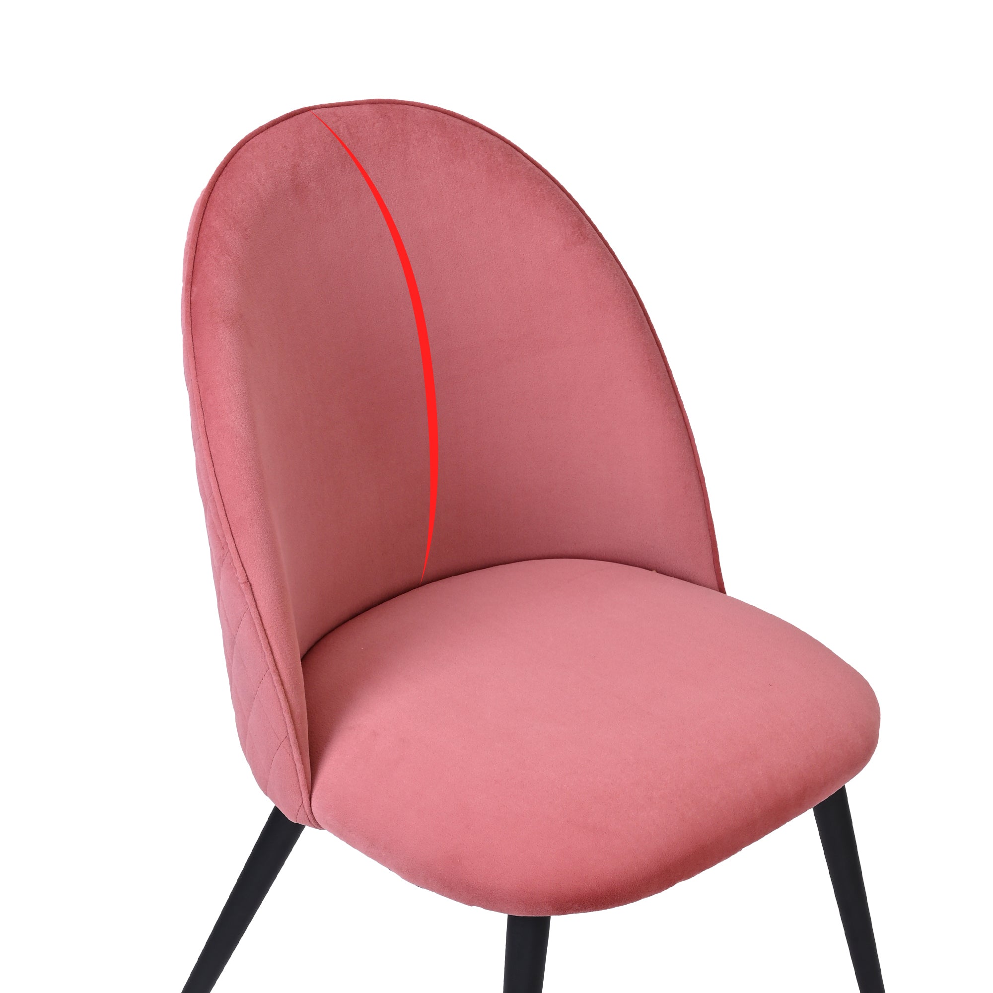 Modern Dining Chair Velvet with Metal Black Legs (Set of 4) - Pink