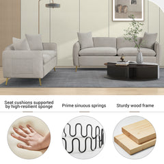 2 Piece Sofa Set for Living Room 3 Seaters Velvet Upholstery Sofa Couch