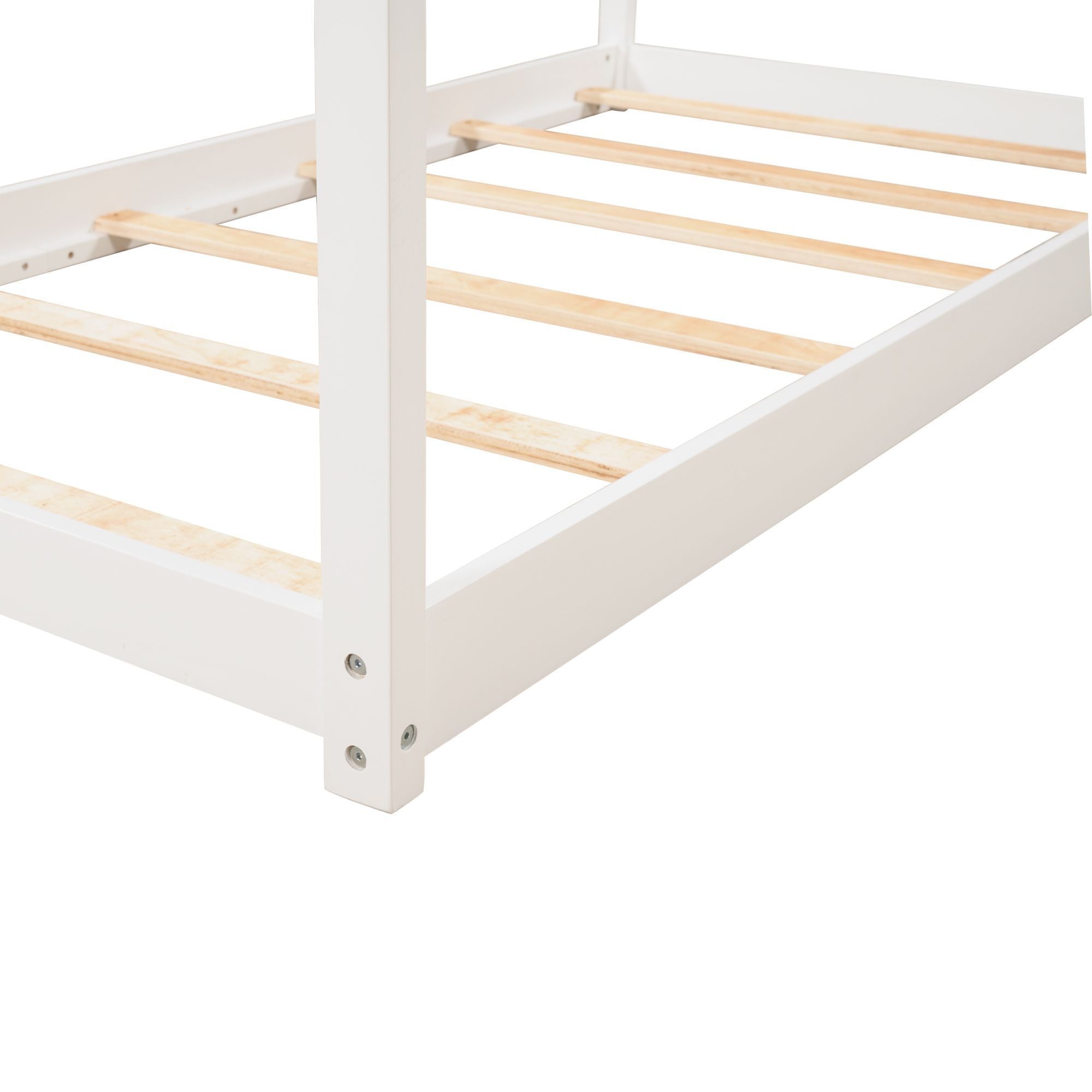 Twin Size Wooden House Bed - White