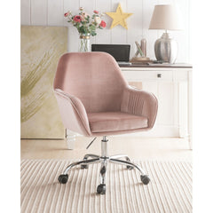 Romantic Office Chair - Pink Peach Velvet & Chrome