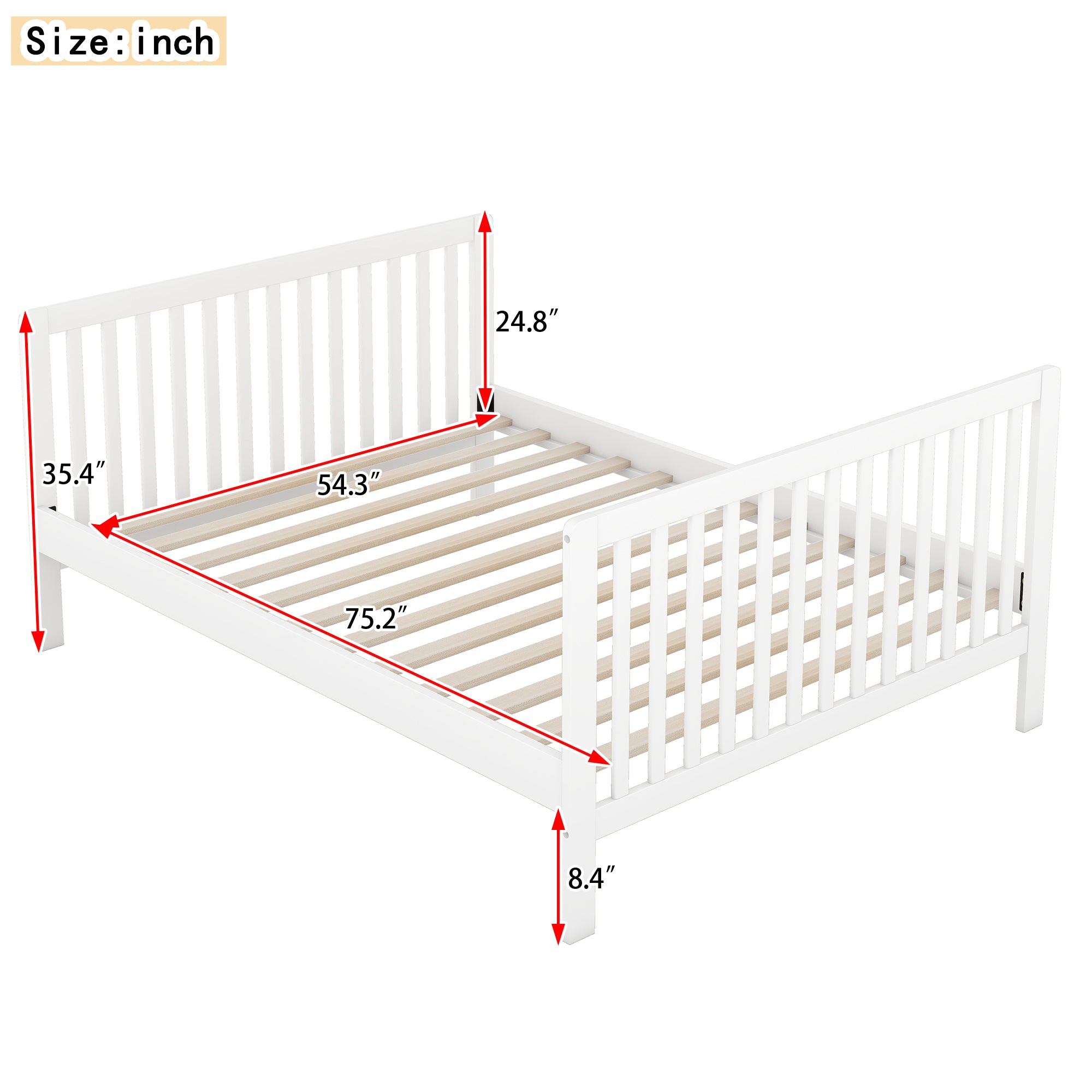 Convertible Crib/Full Size Bed with Changing Table - White