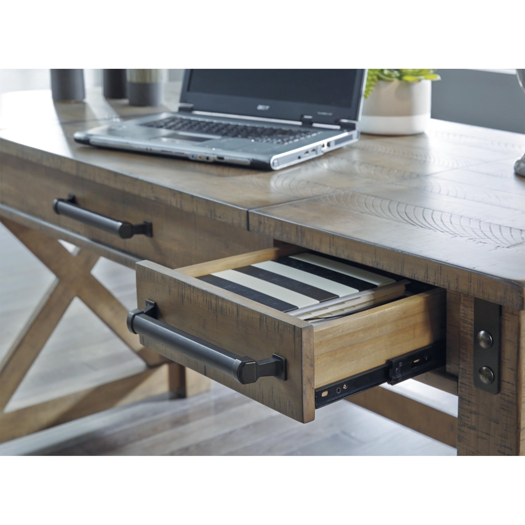 Rustic Home Office Lift Top Desk - Gray